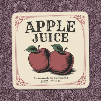 Autocollant d'étiquette de jus de pomme vintage