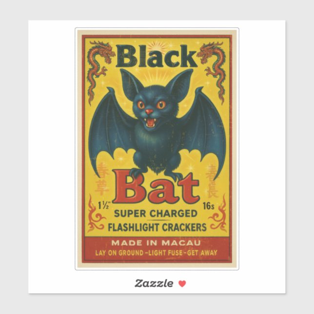 Autocollant d'étiquette de pétard de chauve-souris (Feuille)