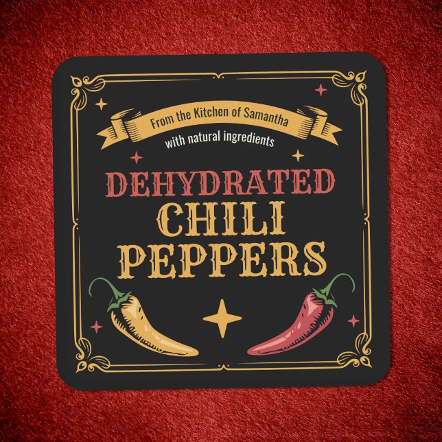 Autocollant d'étiquette de poivrons chili déshydra (Vintage Dehydrated Chili Peppers Label Sticker)