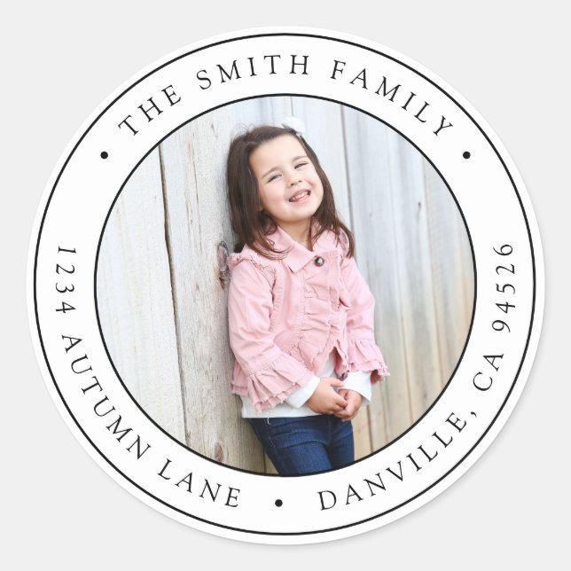 Autocollant d'étiquette de renvoi de photo ronde p (Devant)