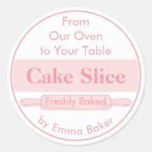 Autocollant d'étiquette de tranche de gâteau rose