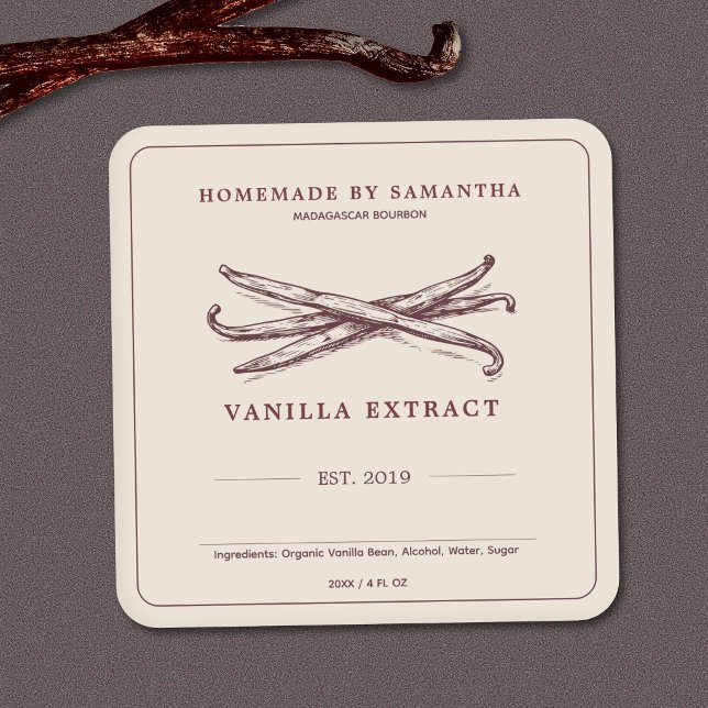 Autocollant d'étiquette d'extrait de vanille vinta (Vintage Vanilla Extract Label Sticker)