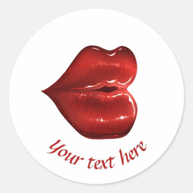 Autocollant d'étiquette lèvres rouges amour (Devant)