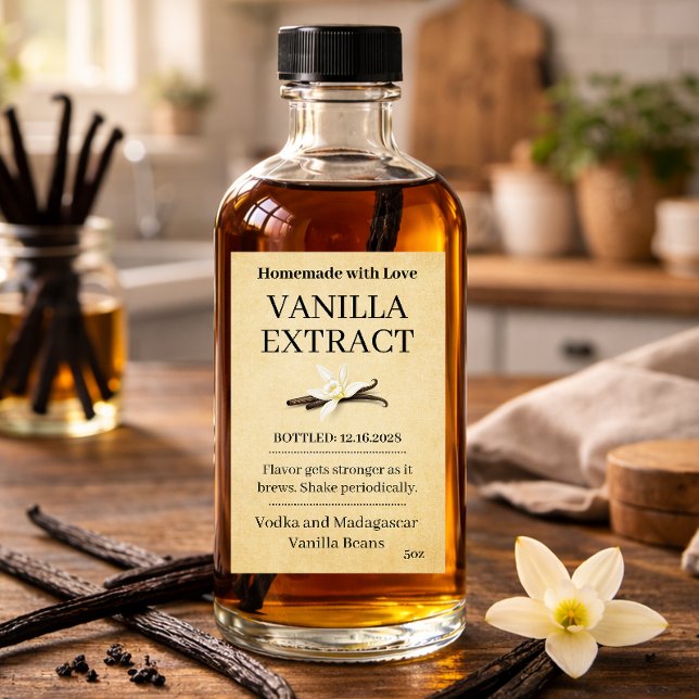 Autocollant d'étiquette moderne d'extrait de vanil (Créateur téléchargé)