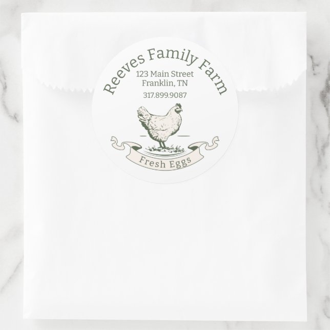 Autocollant d'étiquette ronde de boîte d'œufs (Sac)