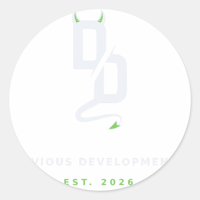 Autocollant Devious Developments - Fondé en 2026 (Devant)