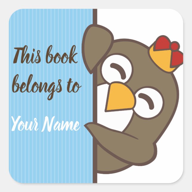 Autocollant d'ex-libris personnalisé Pingouin (Devant)