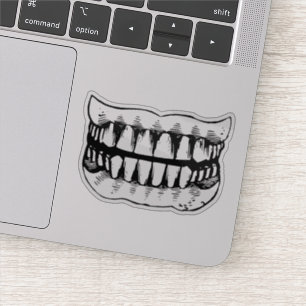 Autocollant d'horreur grunge aux dents effrayantes