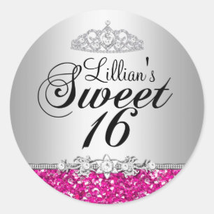 Autocollant Diadème Diamant et Paillettes Roses Sw