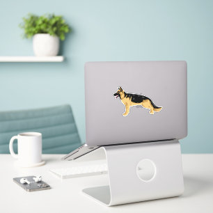 Autocollant d'illustration latérale de chien berge