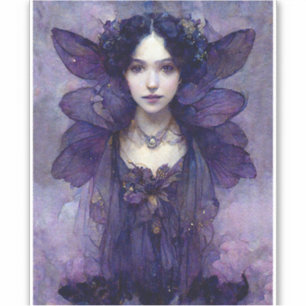 Autocollant d'Imaginaire de fée violet gothique