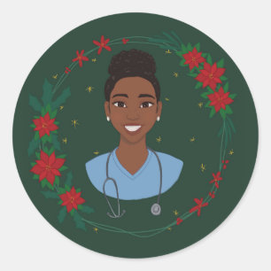 Autocollant d'infirmière de Noël, Cadeau personnal