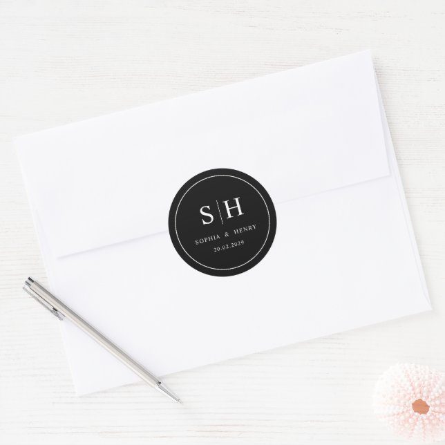 Autocollant d'initiales de monogramme de mariage p (Enveloppe)