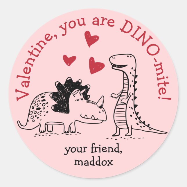 Autocollant Dinosaur Valentine (Devant)