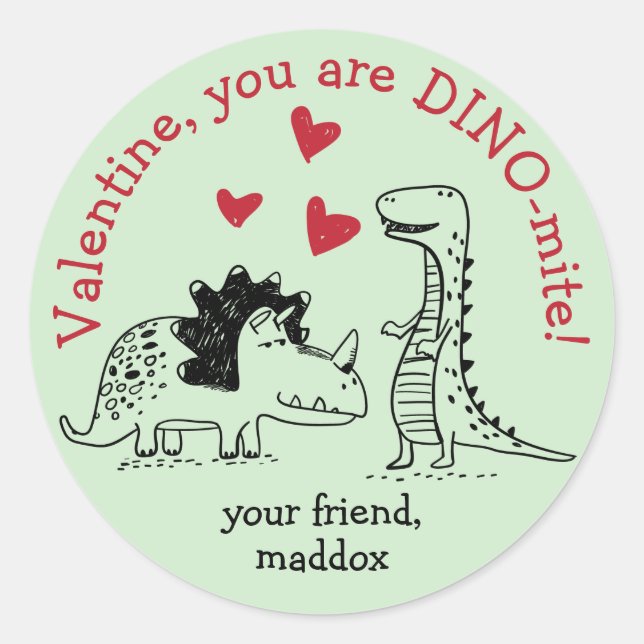 Autocollant Dinosaur Valentine (Devant)