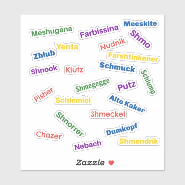 Autocollant d'insultes yiddish (Feuille)
