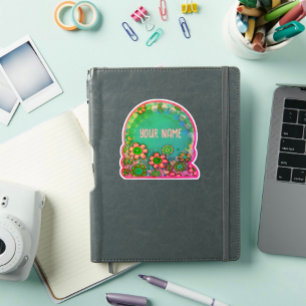 Autocollant d'intégrité personnalisé Aqua Floral