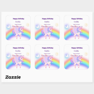 Autocollant d'invitation d'anniversaire Licorne Ar