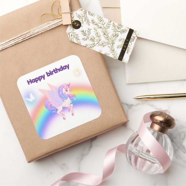 Autocollant d'invitation d'anniversaire Licorne Ar (Cadeaux)