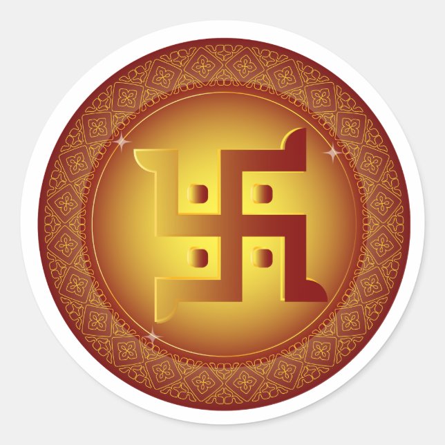 Autocollant Diwali Swastik Hindou Doré (Devant)
