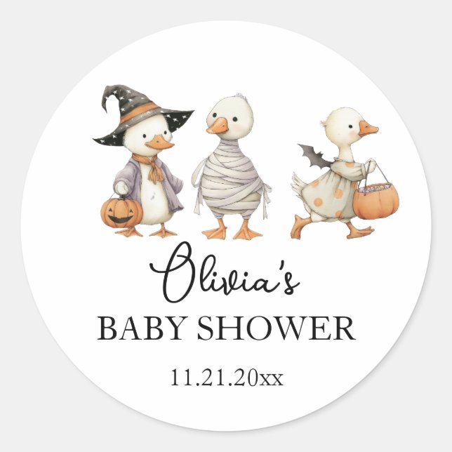 Autocollant d'oie pour Baby Shower Halloween (Devant)