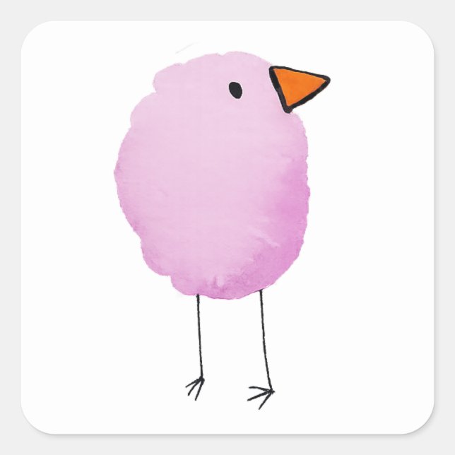 Autocollant d'oiseau à l'aquarelle rose mignon (Devant)
