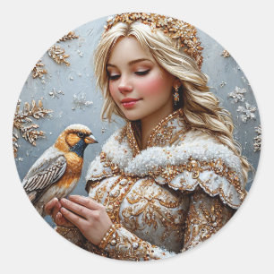 Autocollant d'oiseau de la jeune fille de neige Ca