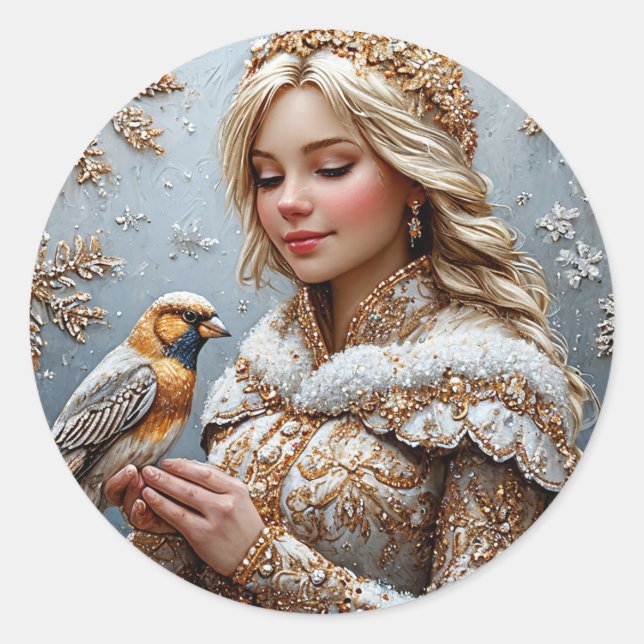 Autocollant d'oiseau de la jeune fille de neige Ca (Devant)