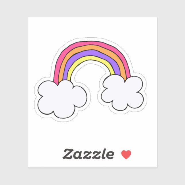 Autocollant doodle arc-en-ciel mignon (Feuille)