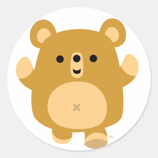 Autocollant d'ours affectueux de dessin animé mign (Devant)