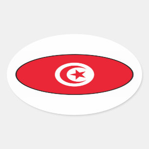 Autocollant d'ovale de drapeau de la Tunisie
