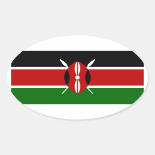 Autocollant d'ovale de drapeau du Kenya