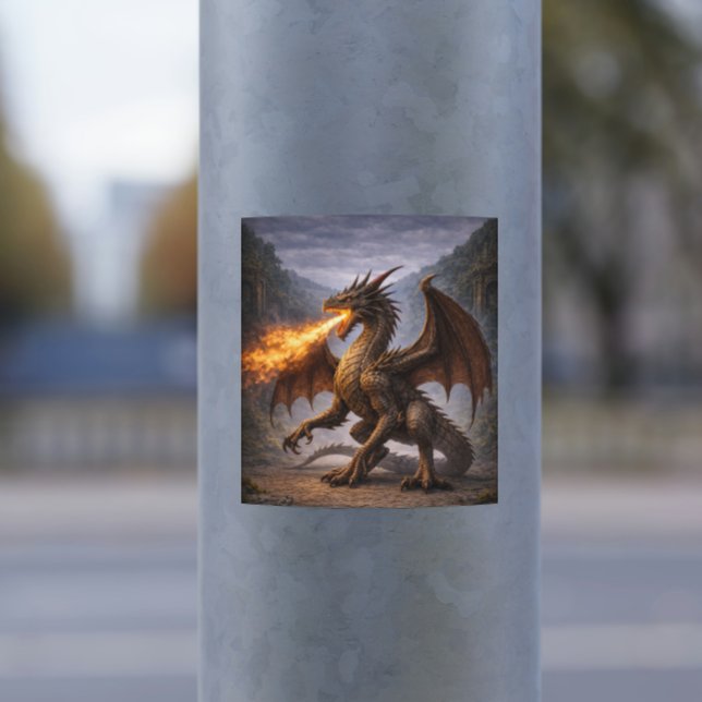 Autocollant Dragon de Feu – Dragon Mythique Féroce (Créateur téléchargé)