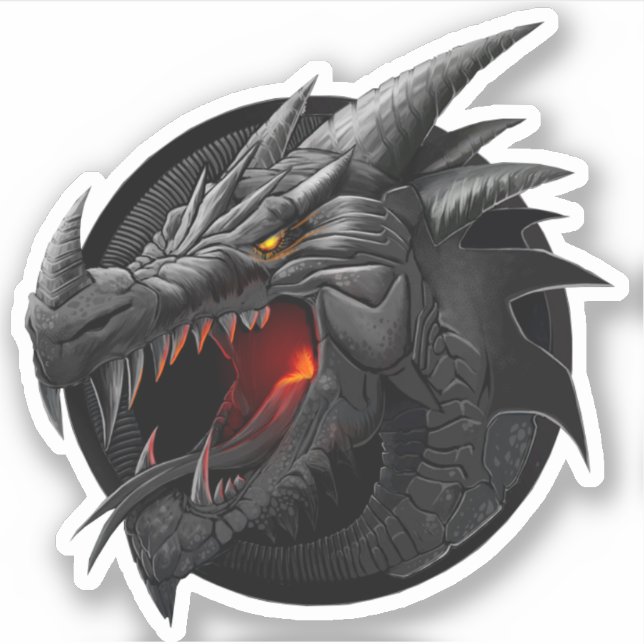 Autocollant Dragon Noir (Devant)