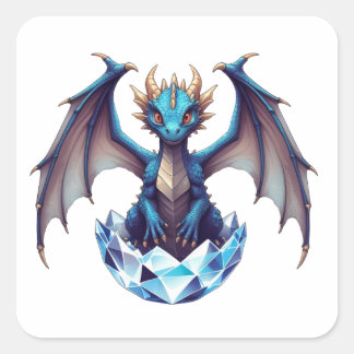 Autocollant Dragon nouveau-né émergeant d'un œuf d