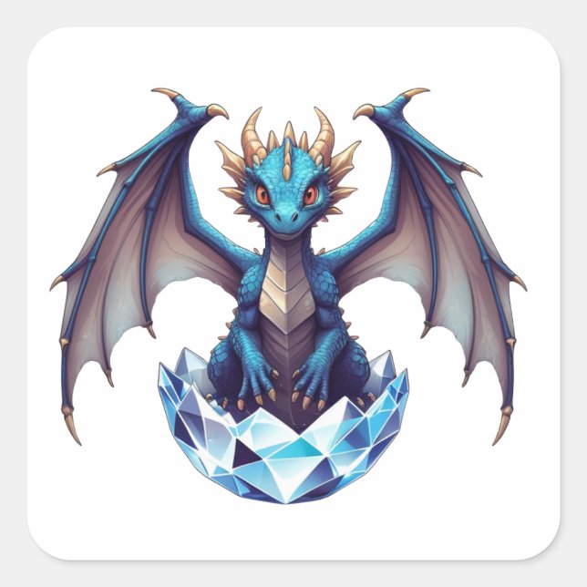 Autocollant Dragon nouveau-né émergeant d'un œuf d (Devant)