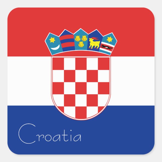 Autocollant Drapeau de la Croatie (Carré) (Devant)