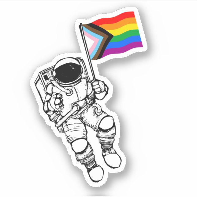 Autocollant Drapeau Fierté Progrès Astronaute (Devant)