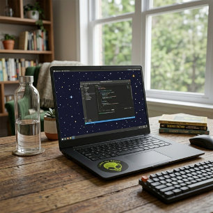 Autocollant drôle d'alien en demi-teinte avec text