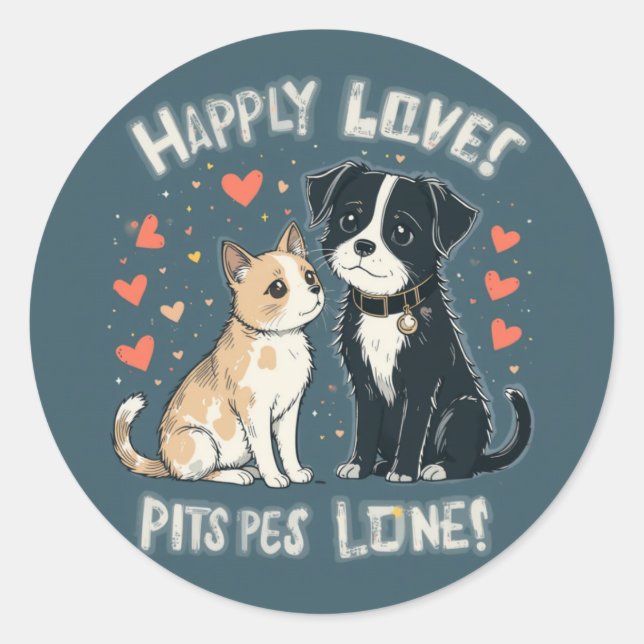 Autocollant drôle d'amour de couple d'animaux mign (Devant)