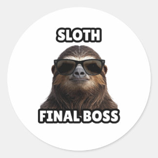 Autocollant drôle de boss final de paresseux