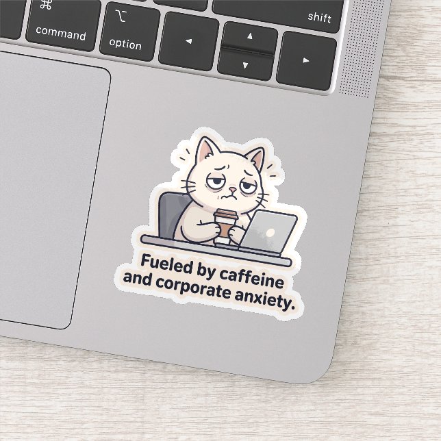 Autocollant drôle de chat caféiné pour le burn-out (Détail)