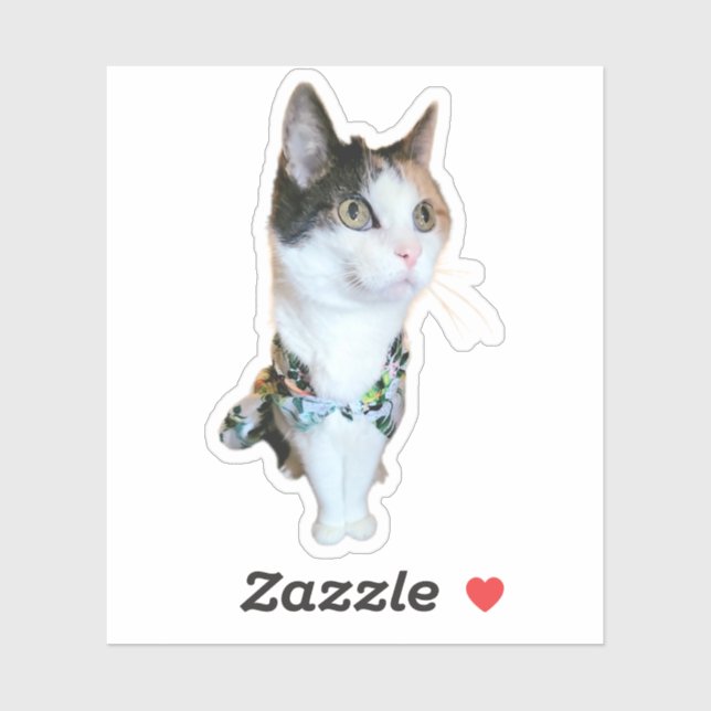 Autocollant drôle de chat élégant (Feuille)