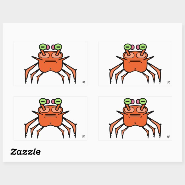 Autocollant drôle de crabe grincheux (Feuille)