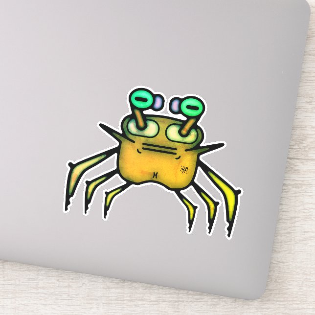 Autocollant drôle de crabe grincheux (Détail)