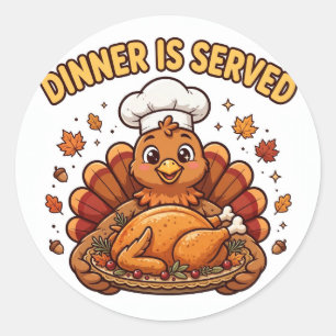 Autocollant drôle de Thanksgiving Dîner est servi