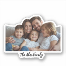 Autocollant drôle de visage avec photo de famille