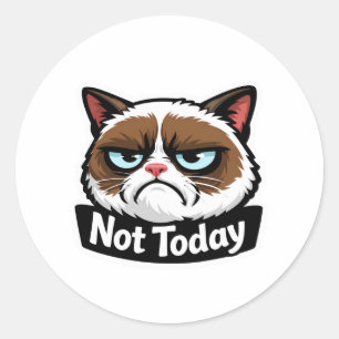 Autocollant drôle de visage de chat grincheux "Pas