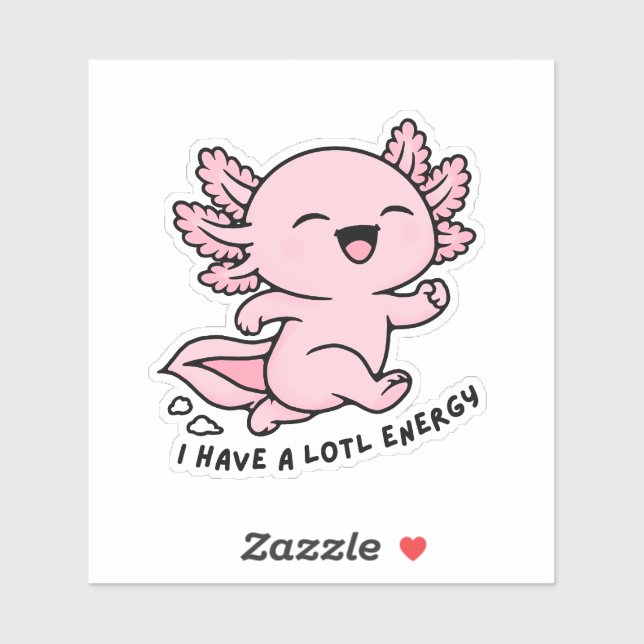 Autocollant drôle d'énergie de Lotl Axolotl mignon (Feuille)