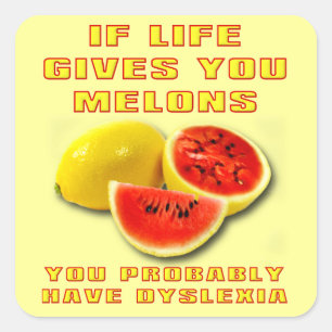 Autocollant Drôle Melons Dyslexie